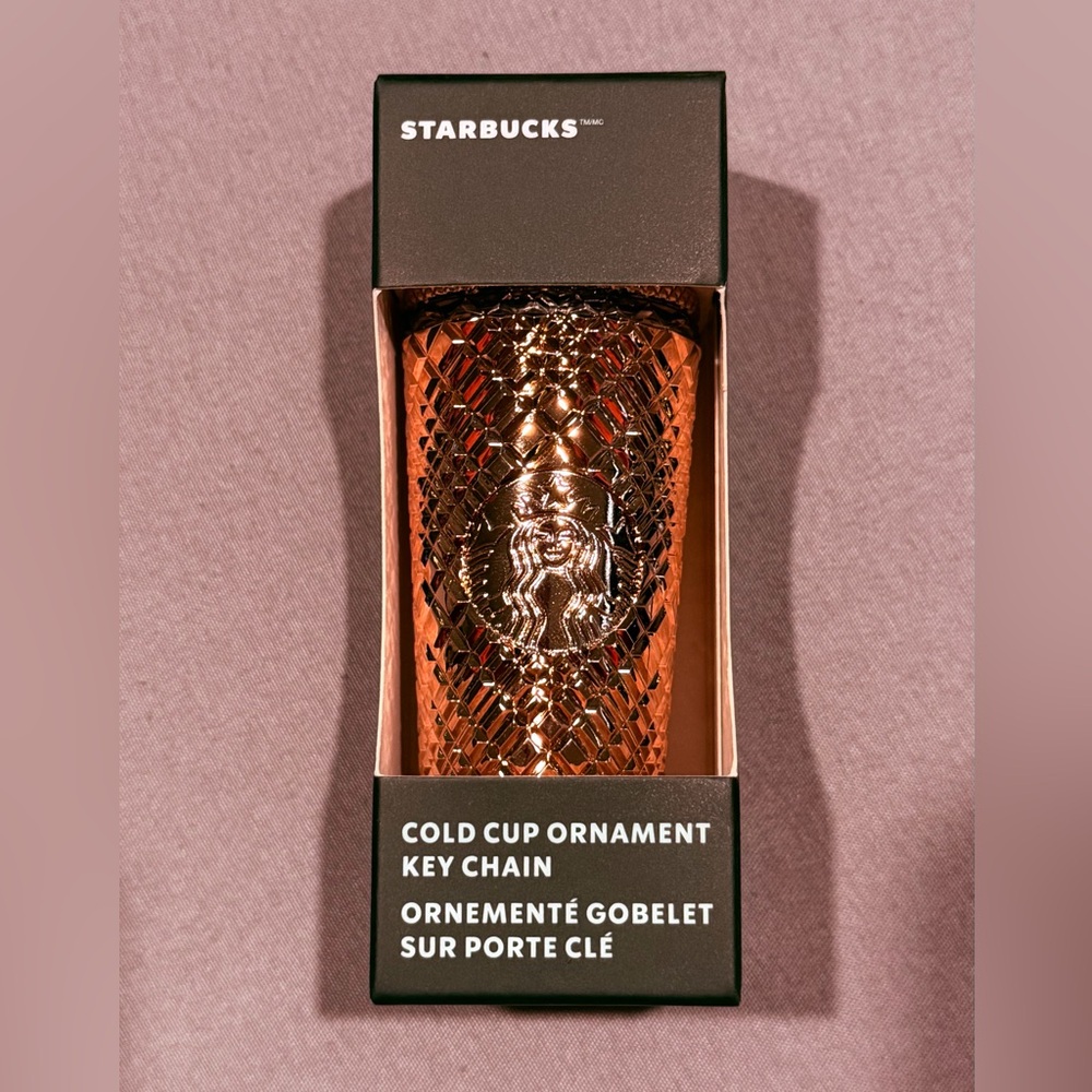 Starbucks Cold Cup Keychain Ornament - 2023 Rose Gold Diamond New!